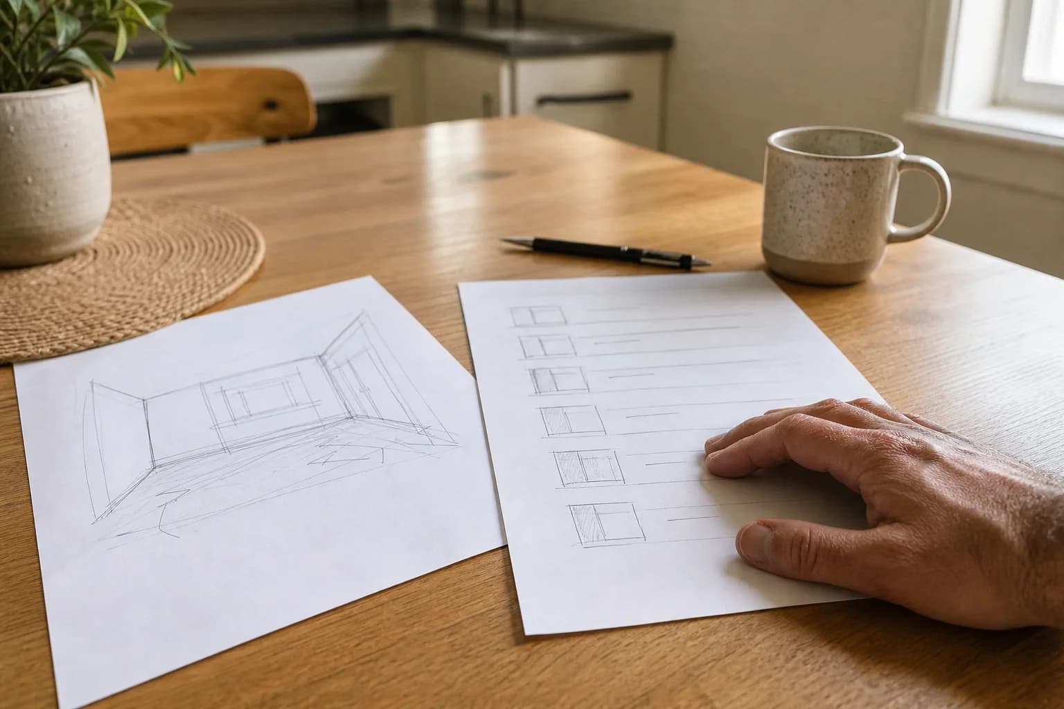 A rough painting estimate beside a detailed written quote on a kitchen table