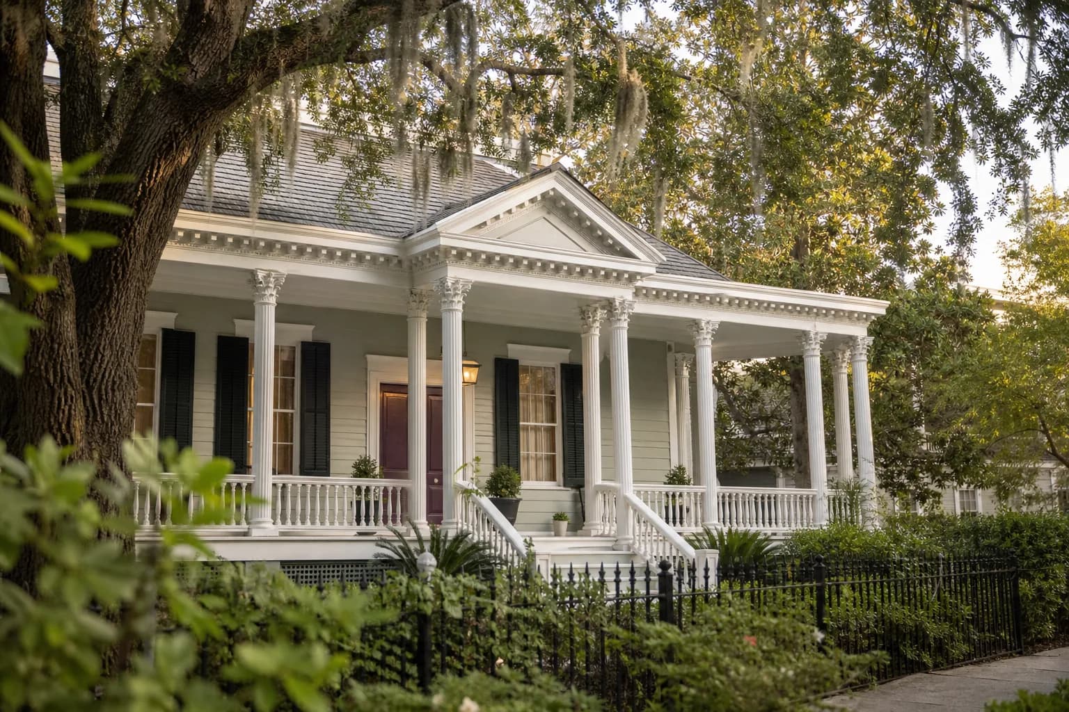 Restored historic home on Old Dauphin Way in Mobile with a period exterior paint color scheme