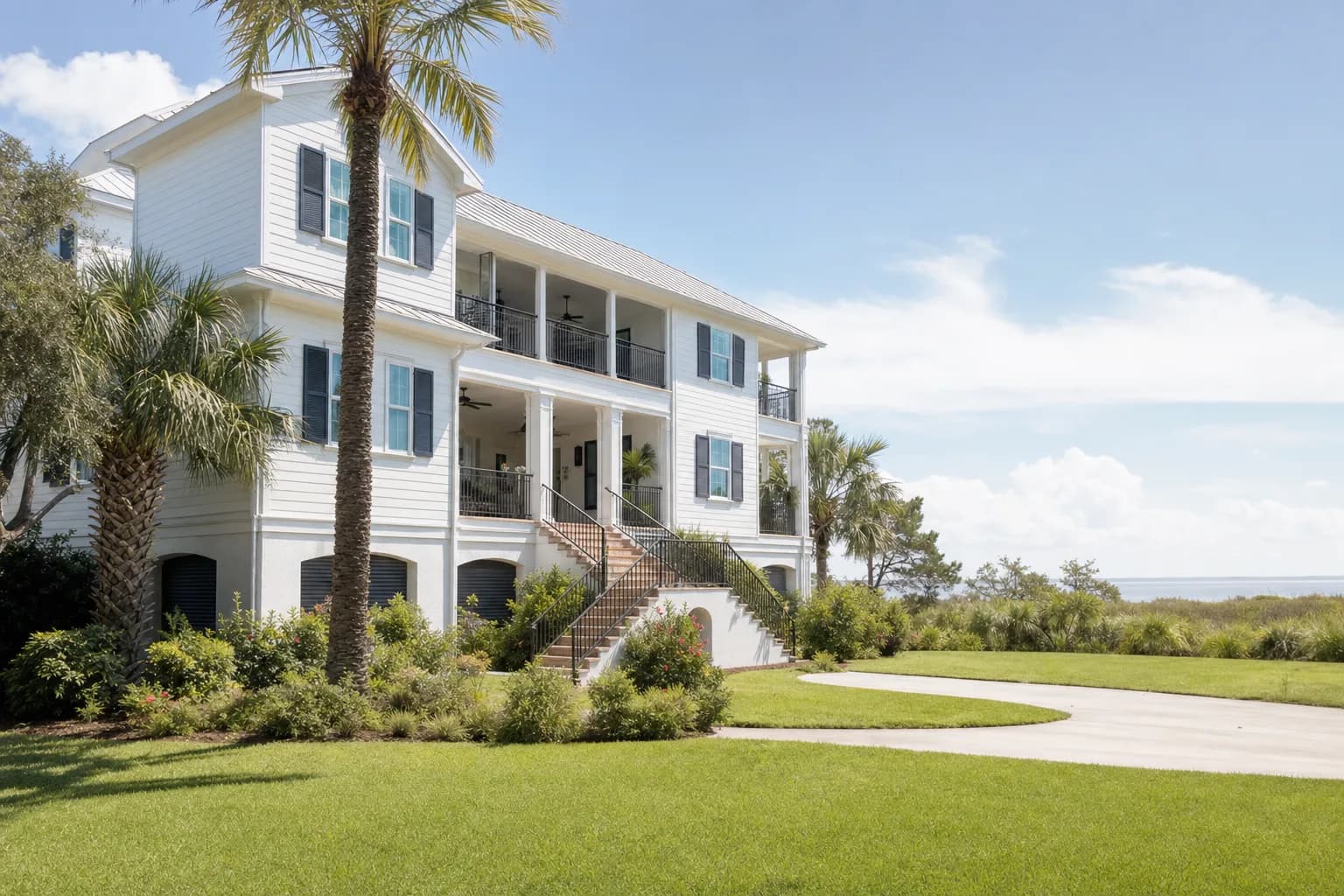 Well-maintained coastal Alabama home exterior under bright sun