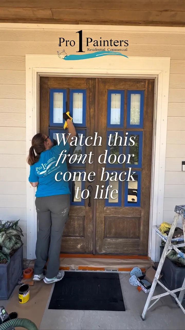Front door finish by Pro 1 Painters